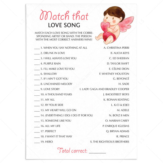 Match The Love Song Game Instant Download by LittleSizzle