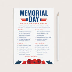 Adult Memorial Day Game Printable Whats On Your Phone by LittleSizzle