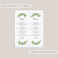 Menu card template for green outdoor shower by LittleSizzle