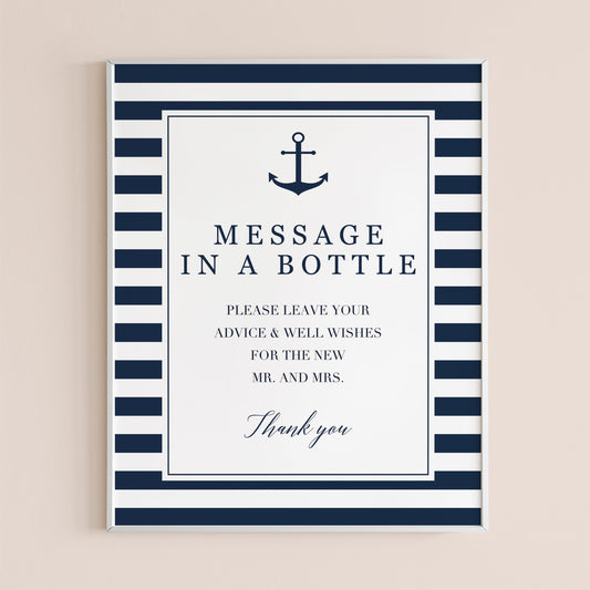 Bridal Shower Guest Book Sign Template Message In A Bottle by LittleSizzle