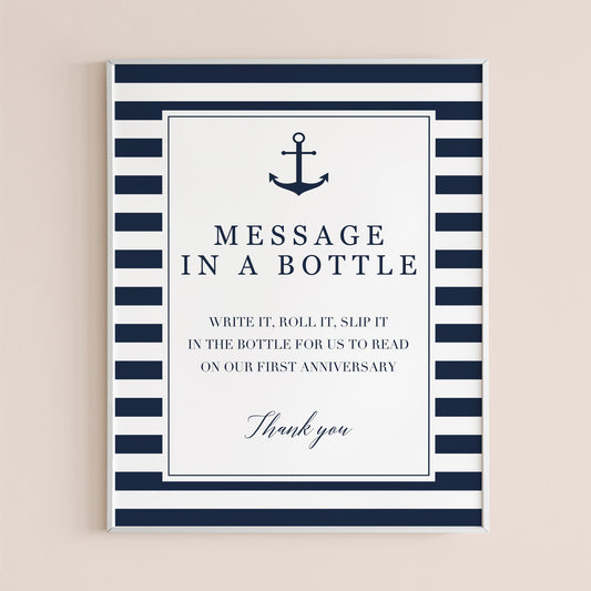 Nautical Wedding Guest Book Sign Message In A Bottle Editable Template by LittleSizzle
