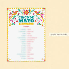 Cinco de Mayo Game Mexican Slang Match Up with Answer Key