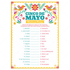 Cinco de Mayo Game Mexican Slang Match Up with Answer Key by LittleSizzle