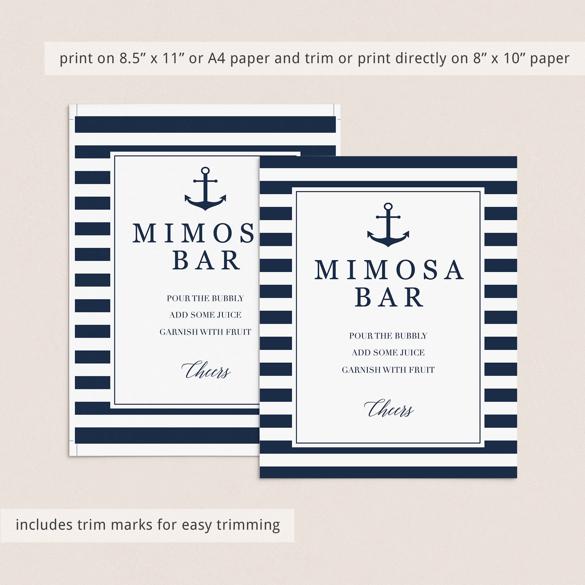 Printable mimosa bar sign for nautical party by LittleSizzle