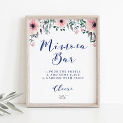 Pink and greenery floral mimosa bar sign by LittleSizzle