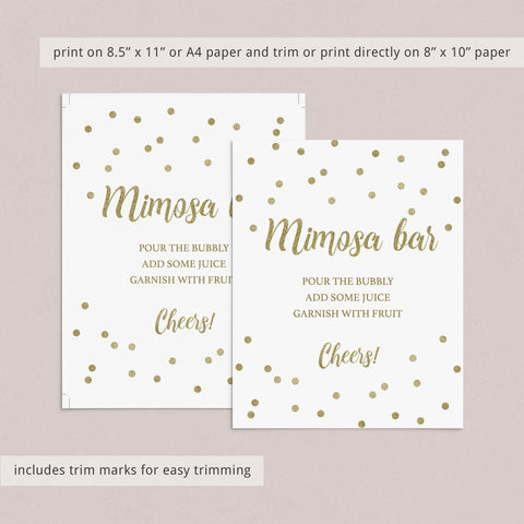 Gold Confetti Mimosa Bar sign printable | Instant download – LittleSizzle