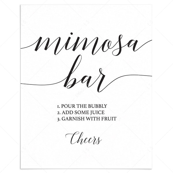 Mimosa Bar setup and free shower printables