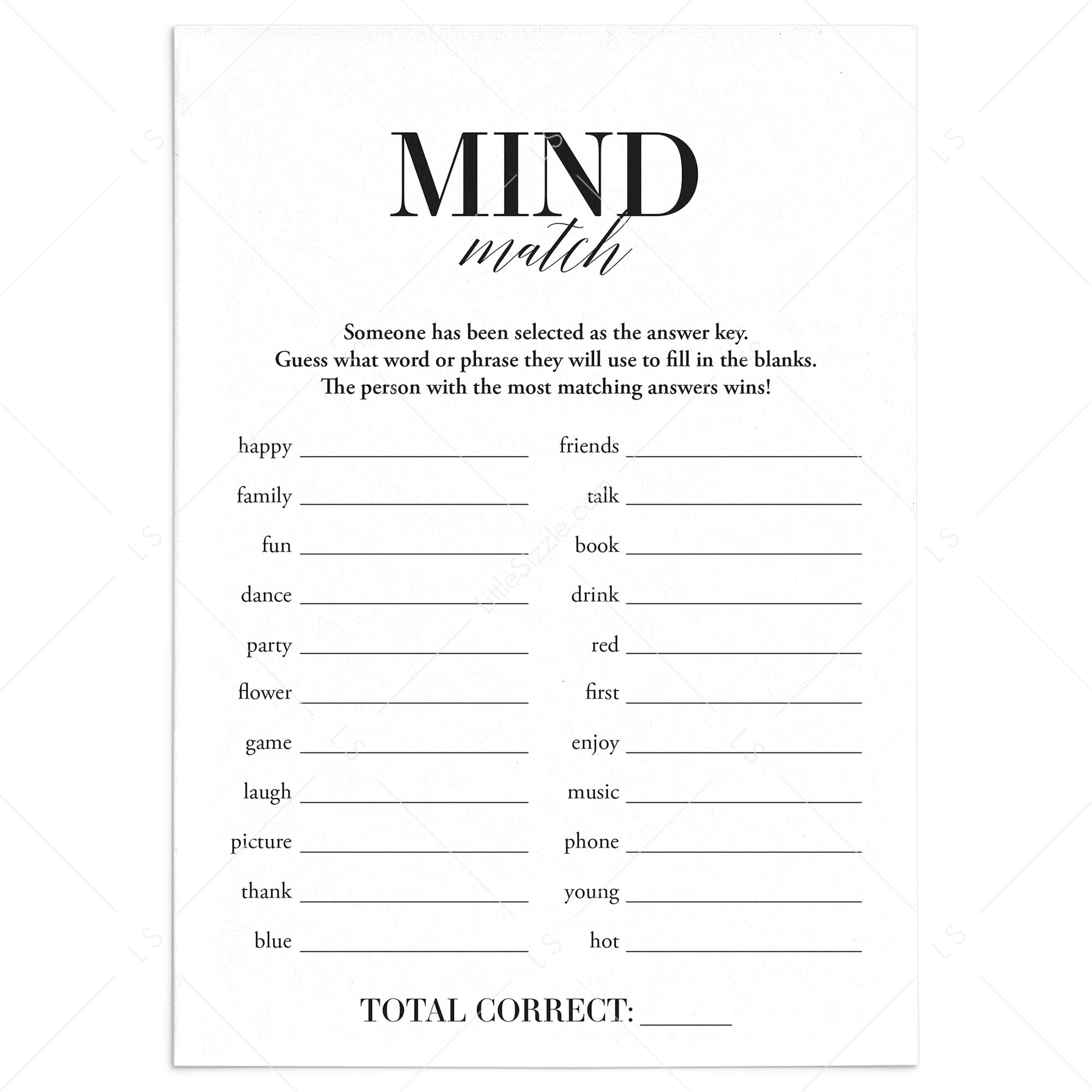 Group Icebreaker Game Mind Match Printable by LittleSizzle