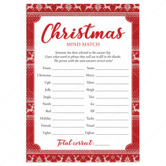 Fun Holiday Office Party Game Printable Mind Match by LittleSizzle