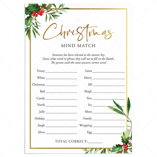 Christmas Icebreaker Game Mind Match Printable by LittleSizzle