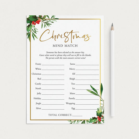 Christmas Icebreaker Game Mind Match Printable by LittleSizzle