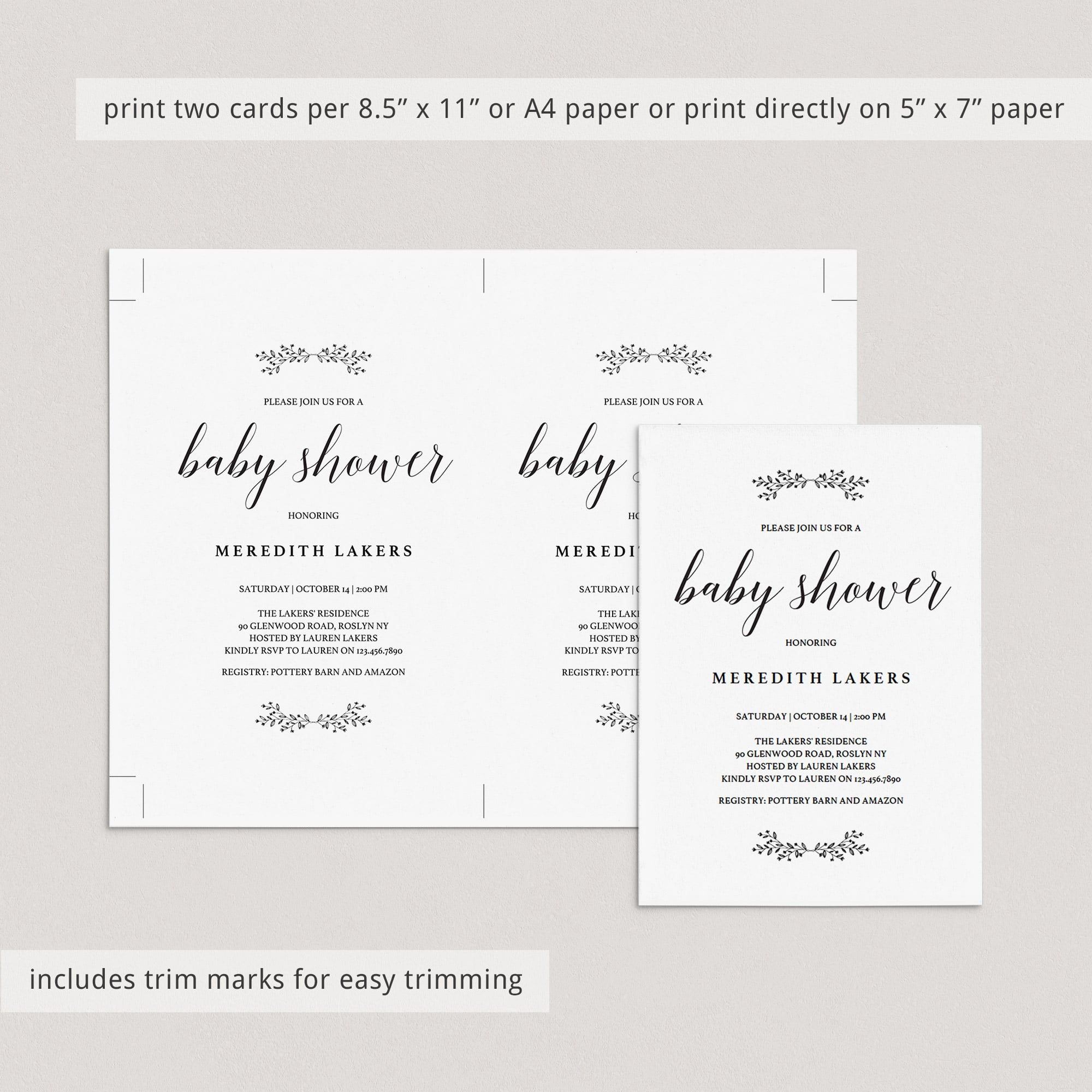Editable baby shower invitation minimal theme by LittleSizzle