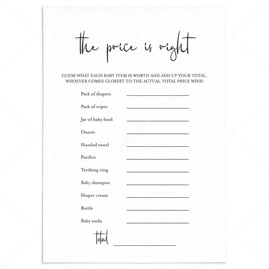Modern Baby Shower Game The Price Is Right Download by LittleSizzle