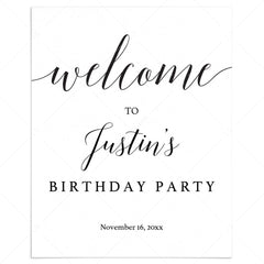 Calligraphy Birthday Welcome Sign Editable Template by LittleSizzle