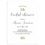 Minimal Bridal Shower Invitation Template White and Green by LittleSizzle