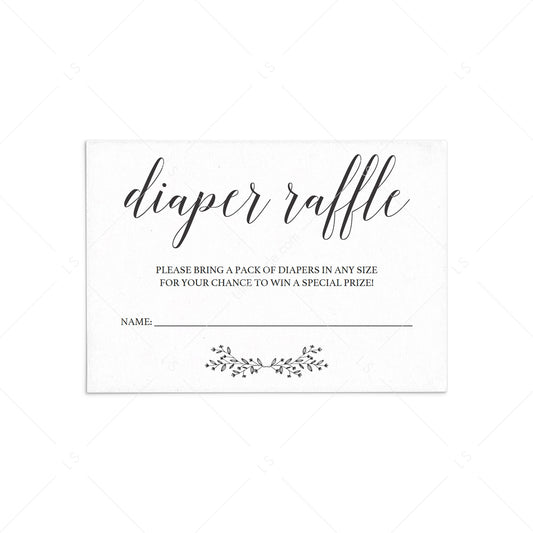 Gender Neutral Diaper Raffle Card Template Instant Download by LittleSizzle