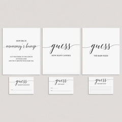 Simple Baby Shower Guessing Games Signs and Cards by LittleSizzle