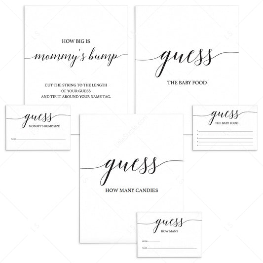Simple Baby Shower Guessing Games Signs and Cards by LittleSizzle
