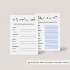 Simple Baby Shower Scrambled Word Game