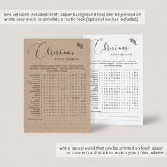 DIY Rustic Kraft Holiday Party Games Printable