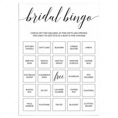 Bridal bingo cards prefilled by LittleSizzle