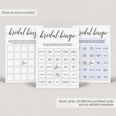 Bridal bingo cards blank and prefilled by LittleSizzle