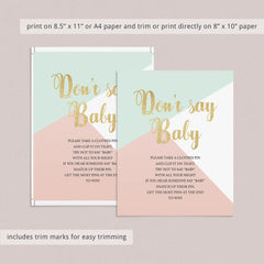 geometric baby shower games dont say baby download by LittleSizzle