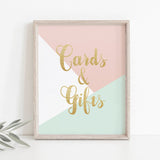 Pink mint and gold shower cards and gifts sign by LittleSizzle