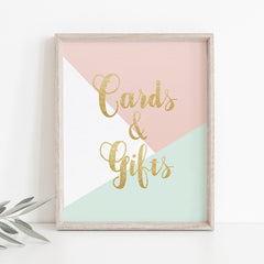 Pink mint and gold shower cards and gifts sign by LittleSizzle