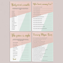 Printable games for pastel baby shower | Unique baby girl shower games ...