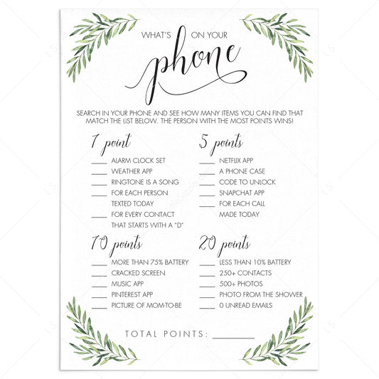 Gender Neutral What's On Your Phone Game for Baby Shower by LittleSizzle