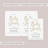 gold calligraphy baby shower invite template by LittleSizzle