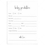 Minimalist Baby Predictions Card Printable by LittleSizzle
