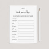Minimalist Bridal Word Scramble Game With Answers Printable by LittleSizzle