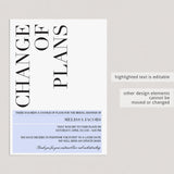 Editable change of plans card template by LittleSizzle