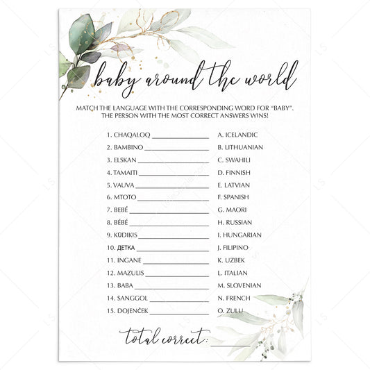 Elegant Baby Shower Game Baby Around The World Printable by LittleSizzle