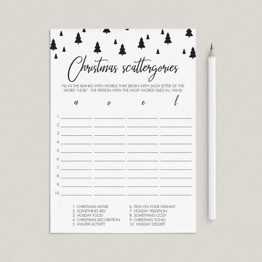 Xmas Scattergories Game Printable by LittleSizzle