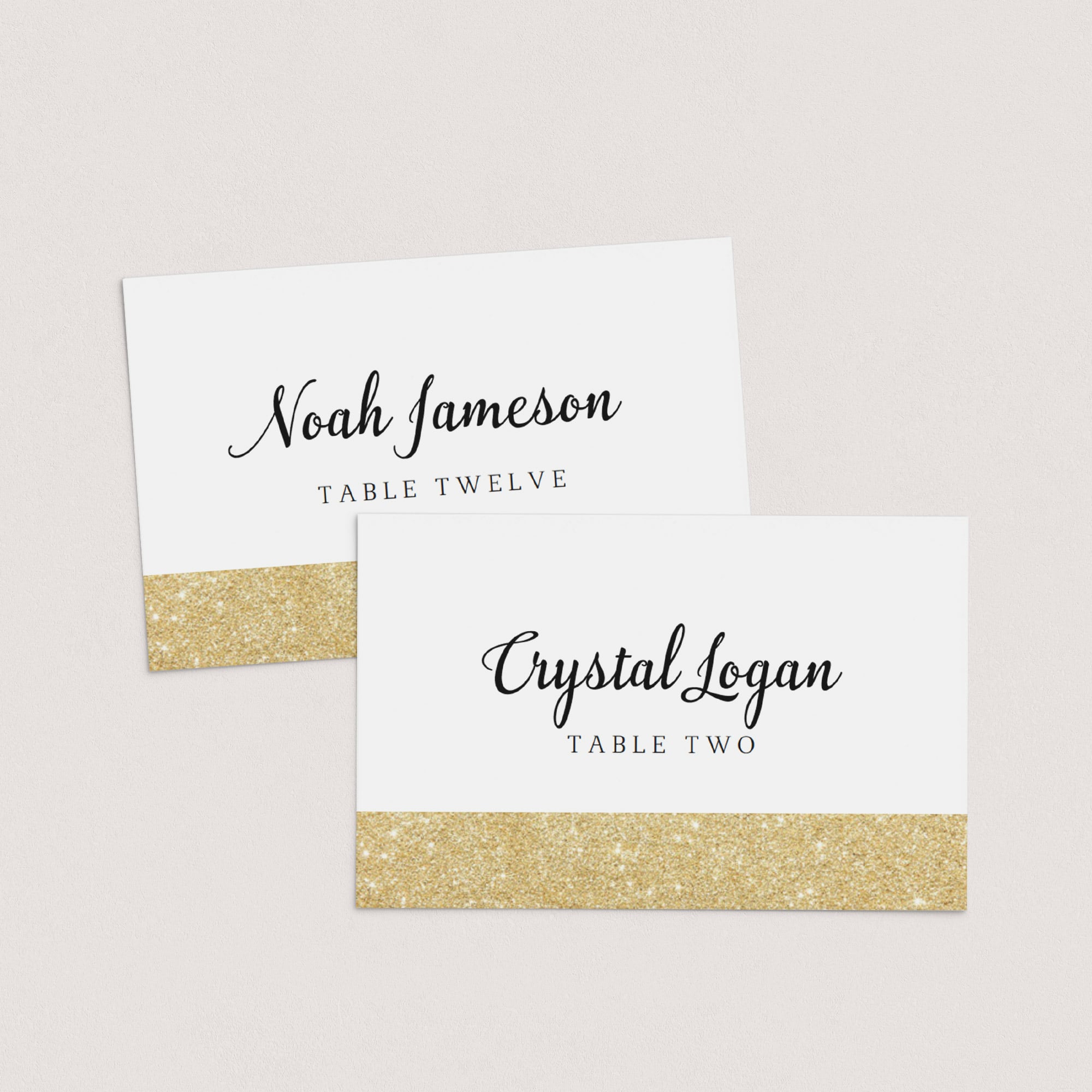 Printable place cards template faux glitter gold by LittleSizzle