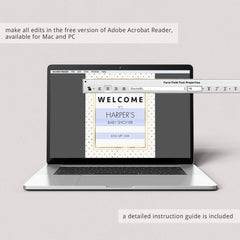 Printable Glitter Party Decor Package Gold