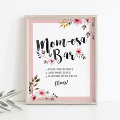 Floral baby shower decorations mom-osa bar sign by LittleSizzle
