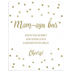 Momosa bar table sign with gold confetti by LittleSizzle