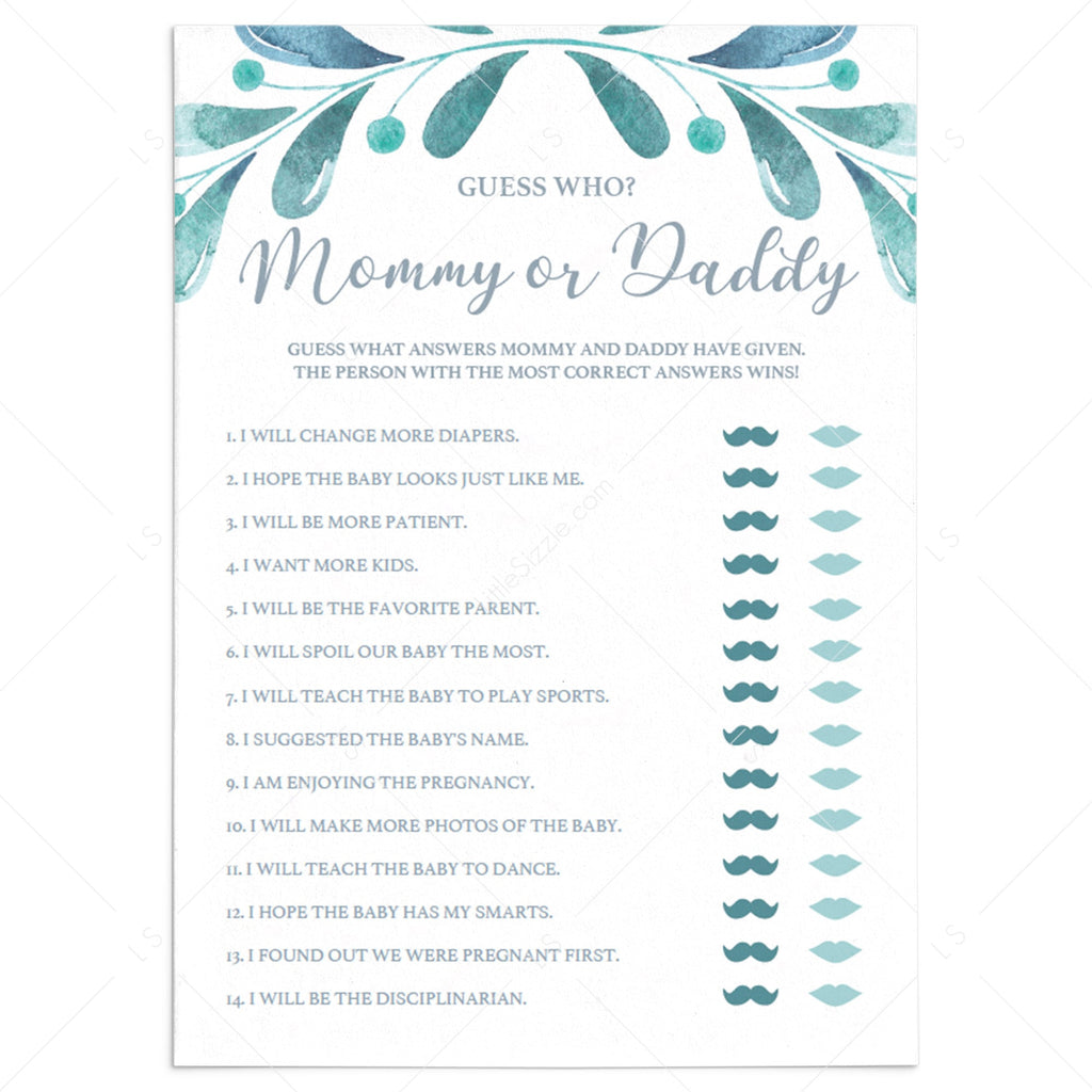 Free Printable Guess Who Mommy Or Daddy Game