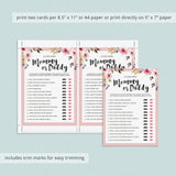 Mommy or daddy quiz for floral theme baby shower by LittleSizzle