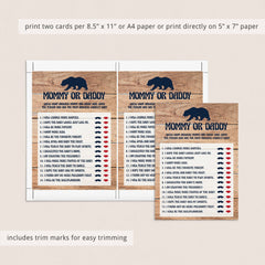 Editable Woodland Baby Shower Mommy or Daddy Guessing Game