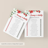 Christmas Baby Shower Game Template Mommy or Daddy