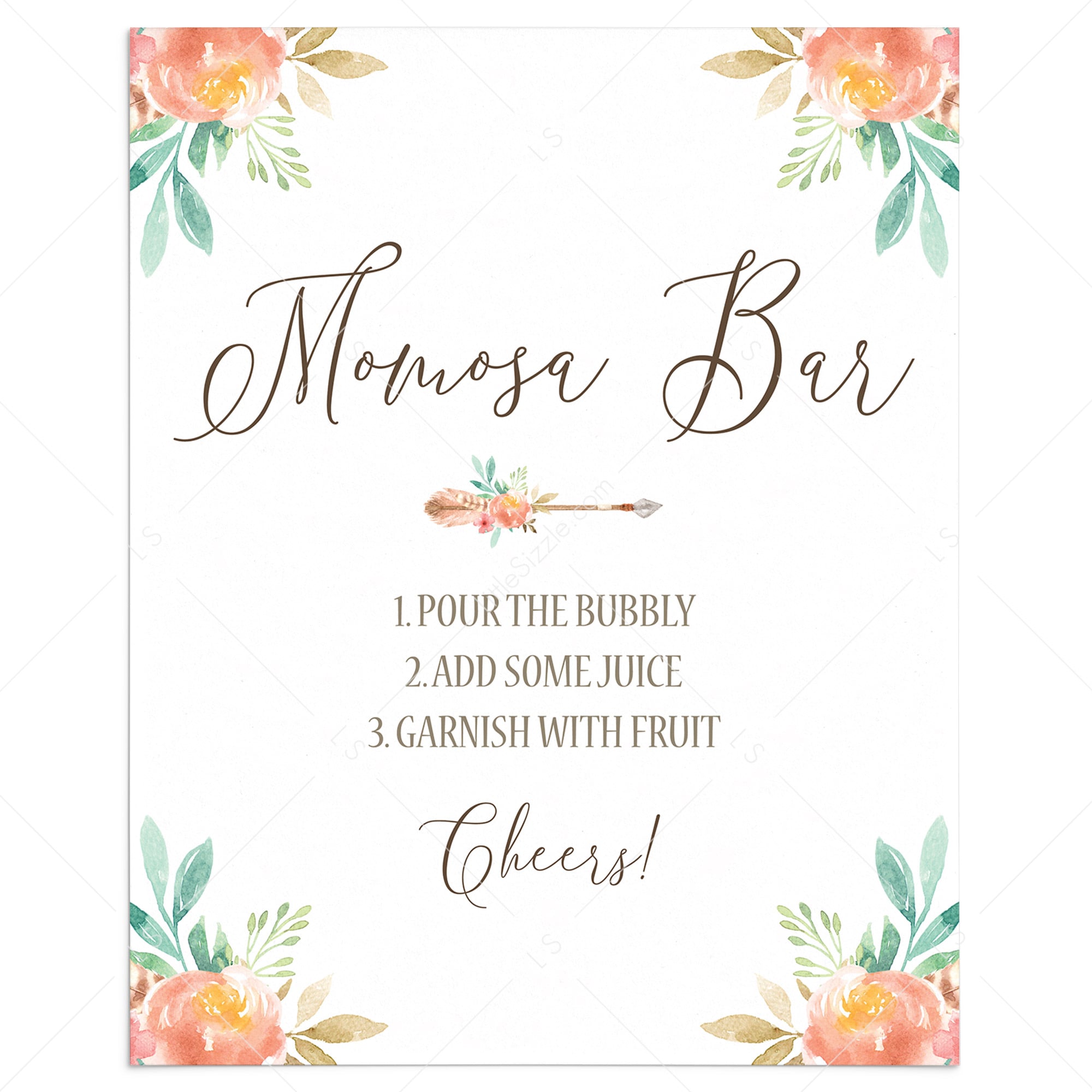 Momosa Sign for Boho Baby Shower Instant Download by LittleSizzle