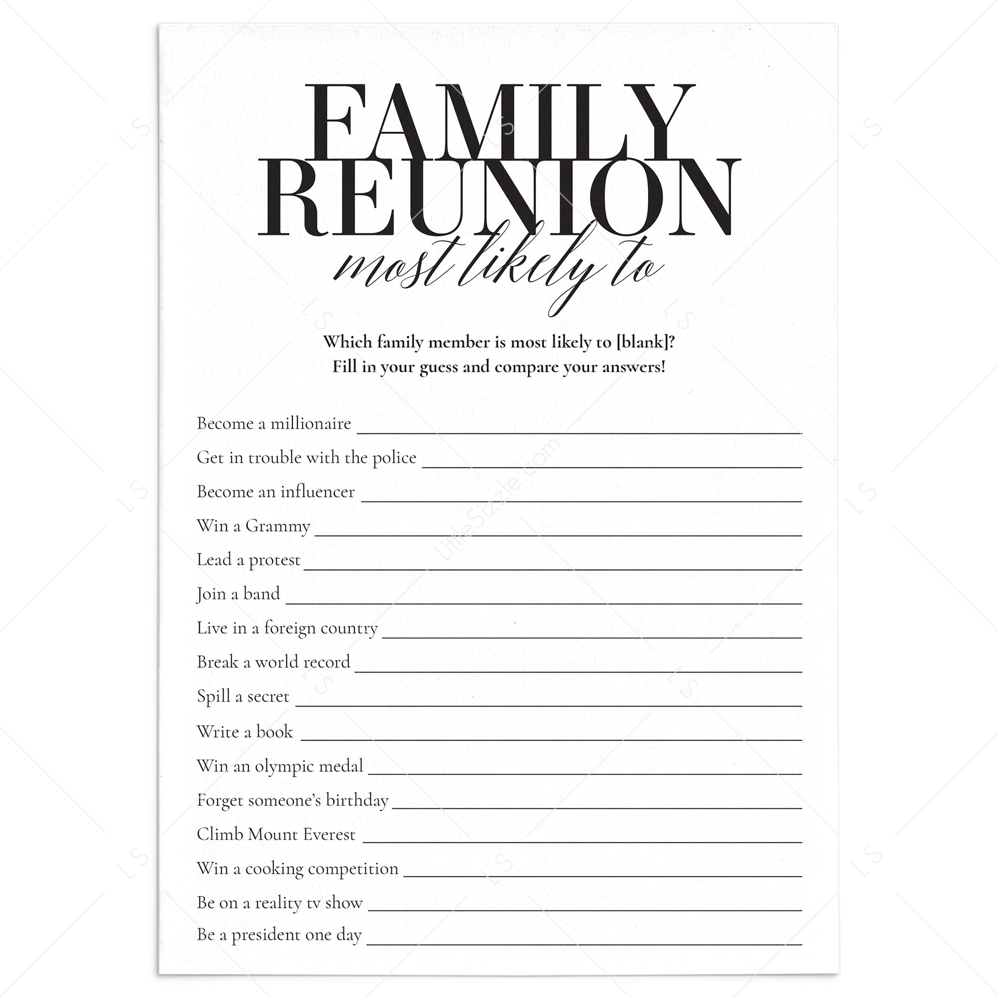 Who Is Most Likely To Game for Family Reunion by LittleSizzle