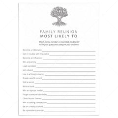 Fun Family Reunion Party Game Most Likely To by LittleSizzle