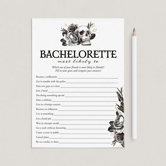 Gothic Bachelorette Party Game Who Is Most Likely To Printable by LittleSizzle