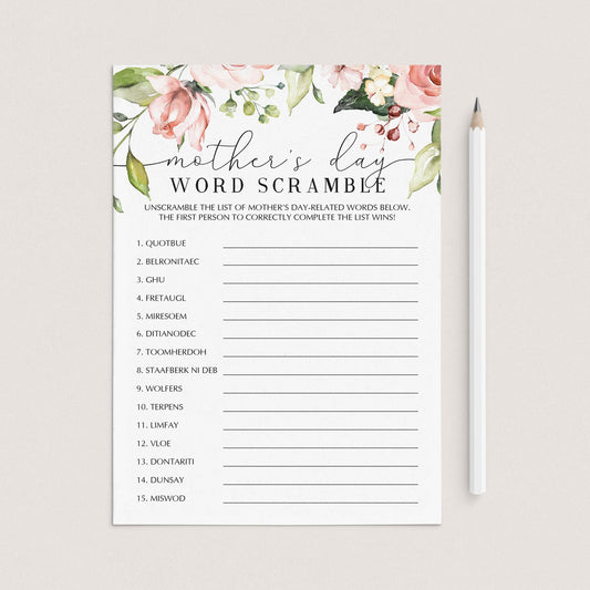 Virtual and Printable Mother's Day Game Word Scramble by LittleSizzle